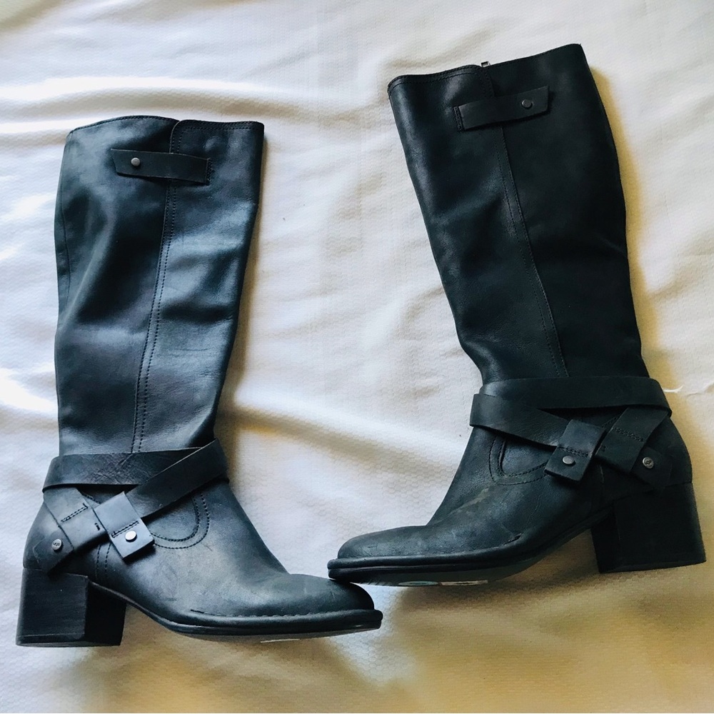 UGG Women's Black‎ Leather Knee-High Boots